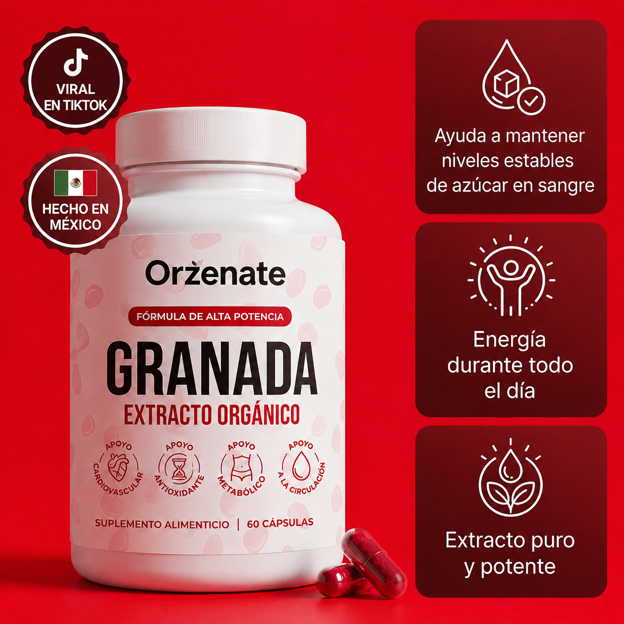 Orzenate™ – Cápsulas de Extracto Orgánico de Granada